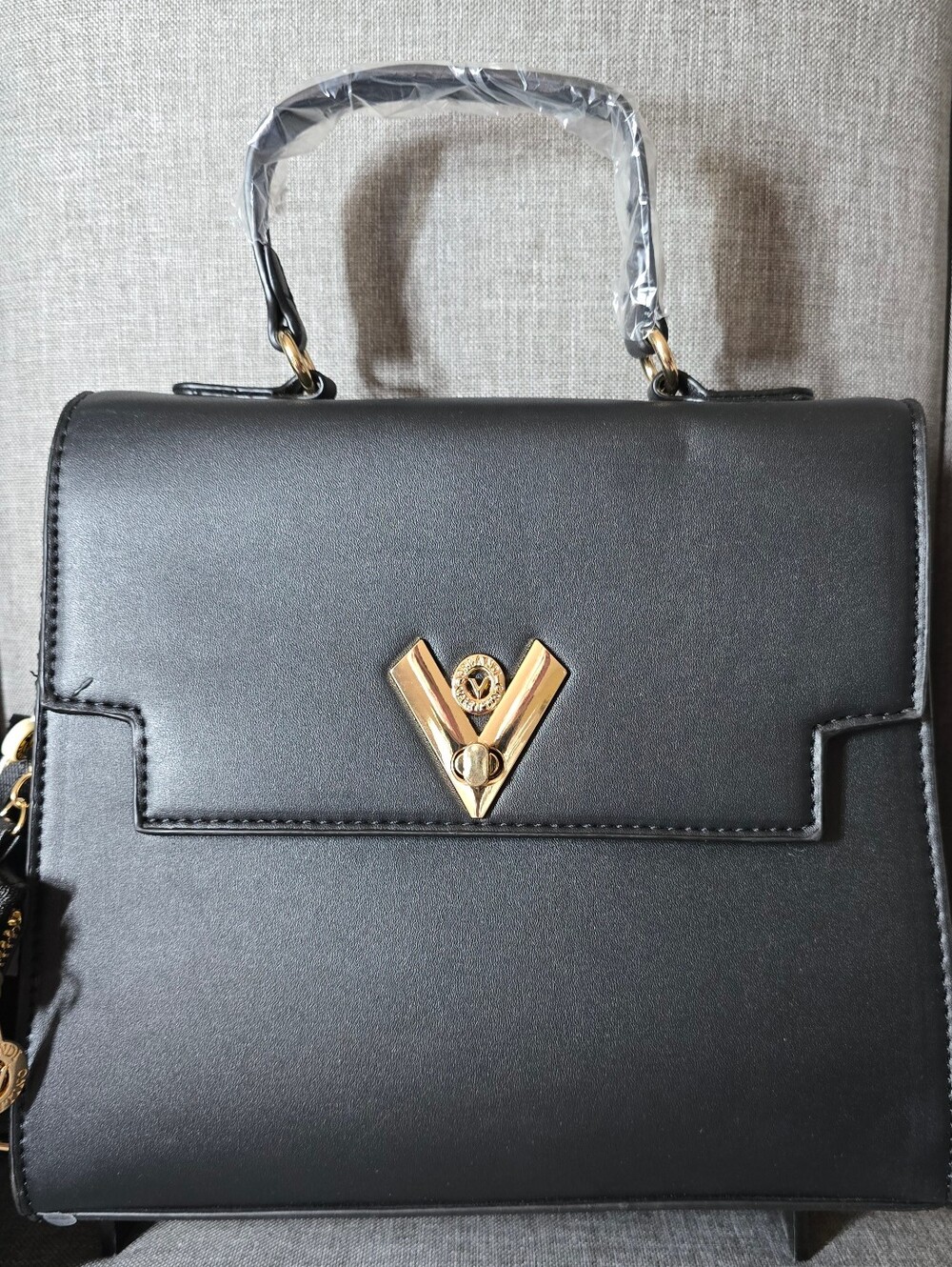 Valentino Orlandi Black Structured Top-Handle Satchel with Pouch - Picture 11 of 11